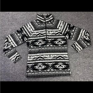 Eddie Bauer Quarter Zip Shirt Top Womens Medium  Aztec Southwest Sweater Fleece